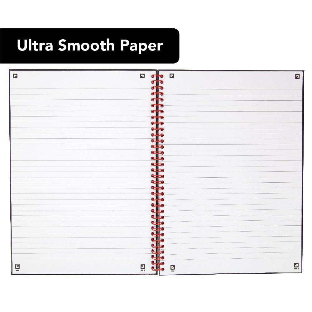 Black and Red Wirebound Notebook - Polypropylene Cover, 90gsm Ruled Paper, 140 Pages, A4 Size (Ref E67008) [Pack of 5] - Perfect for Office, School, Journaling, and Note-Taking
