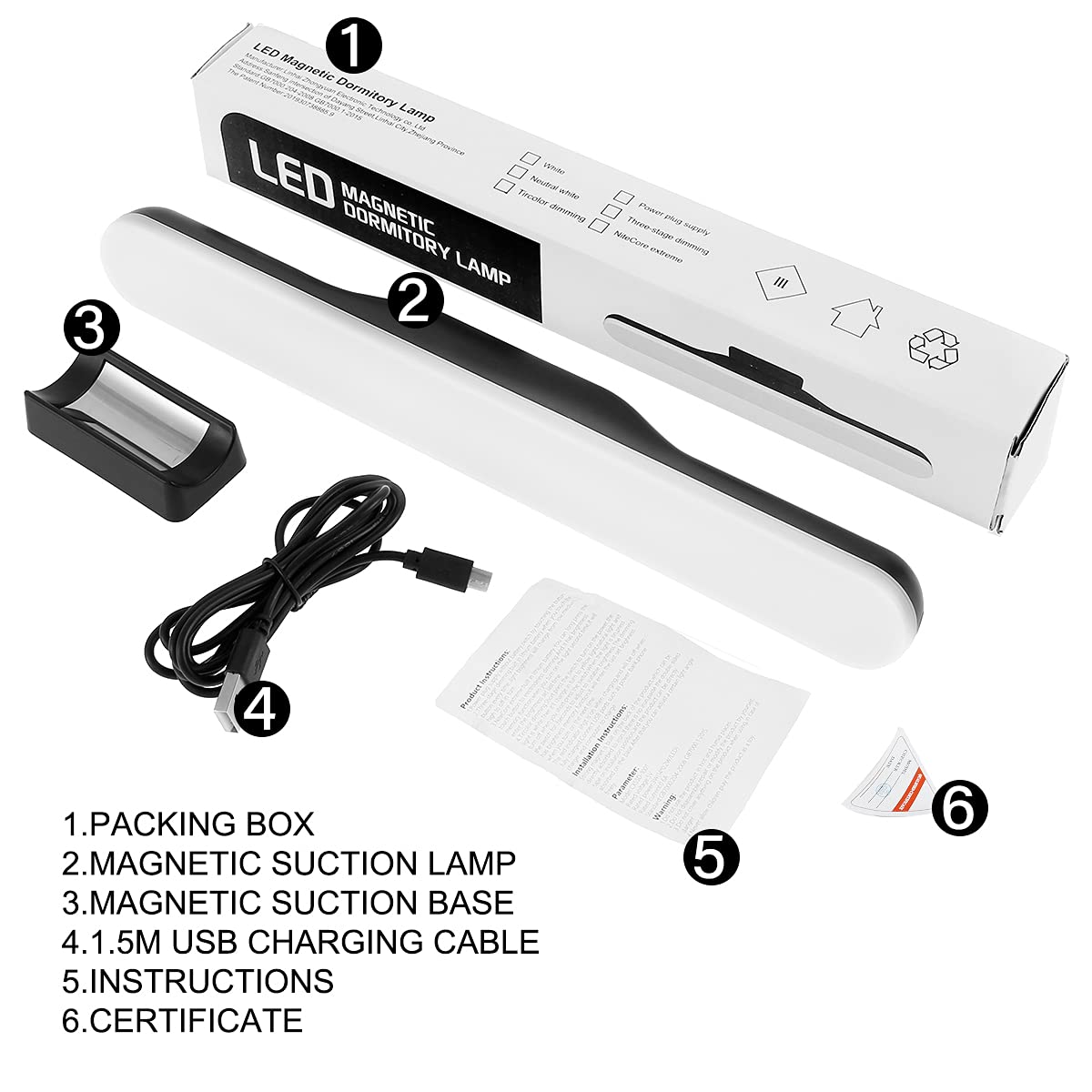 Dimmable LED Reading Light Bar - USB Rechargeable Wall Mounted Lamp with 3 Color Temperatures & 2300mAh Battery - Perfect for Bunk Beds, Study Rooms, and Nighttime Reading - Magnetic Mount Touch Control Stick Light