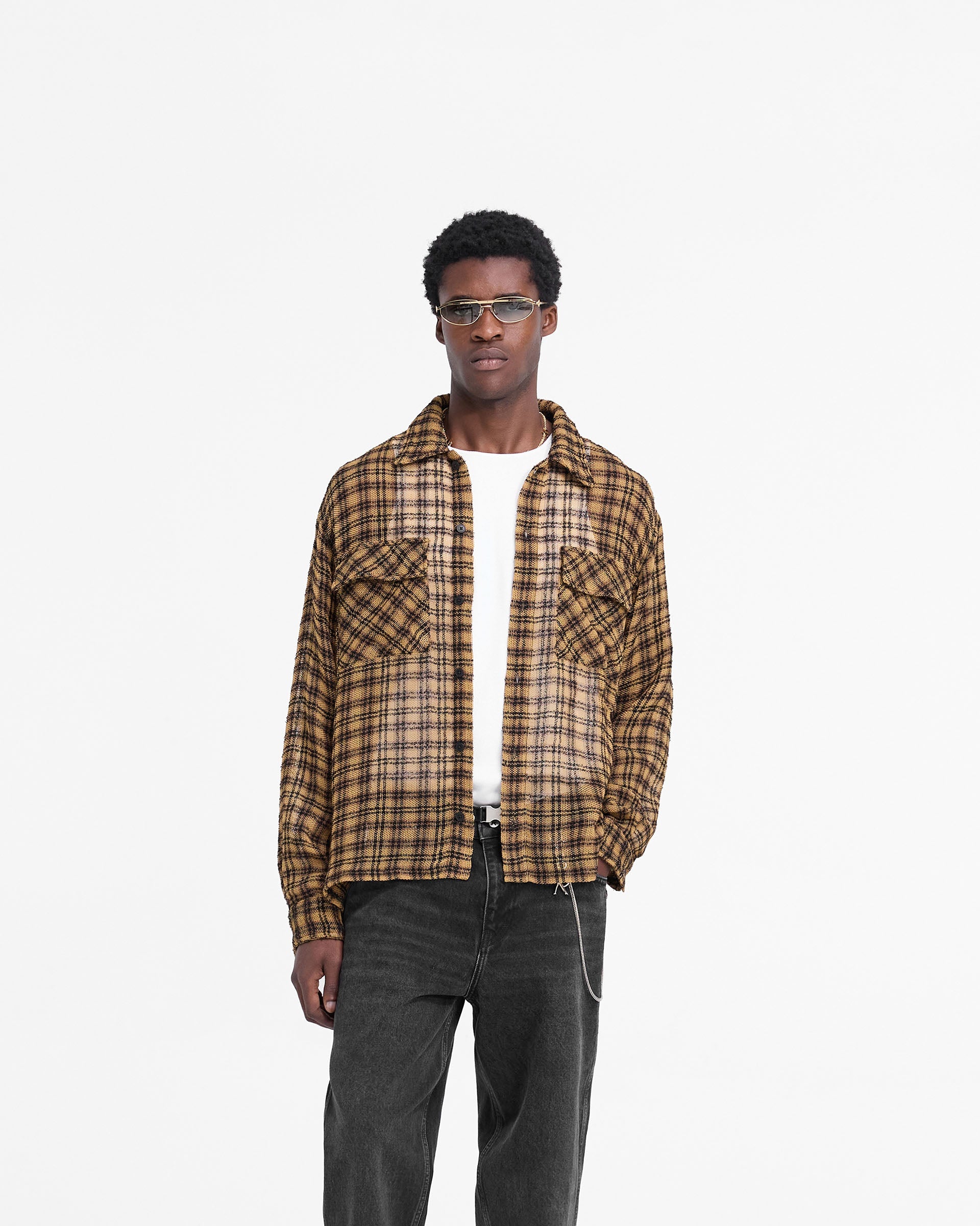 Yellow Check Flannel Shirt for Men - Soft & Comfortable Plaid Button-Up Shirt - Perfect for Casual Wear, Outdoor Activities & Layering in Fall/Winter