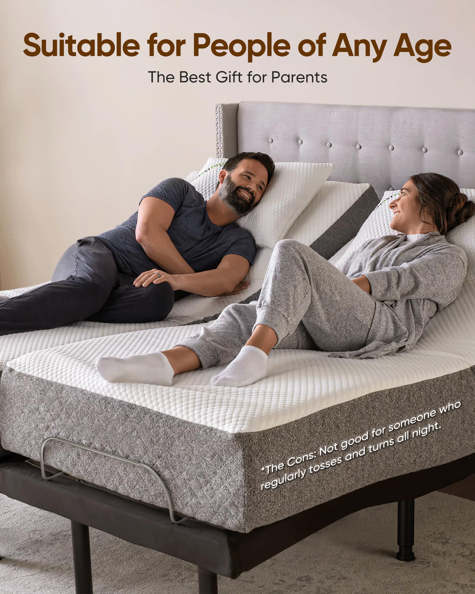 Twin XL Adjustable Bed Base Frame with 3-Speed Massage & USB Ports - Wireless Remote, Zero Gravity & Height Adjustment - Perfect for Home, Office & Guest Room Comfort