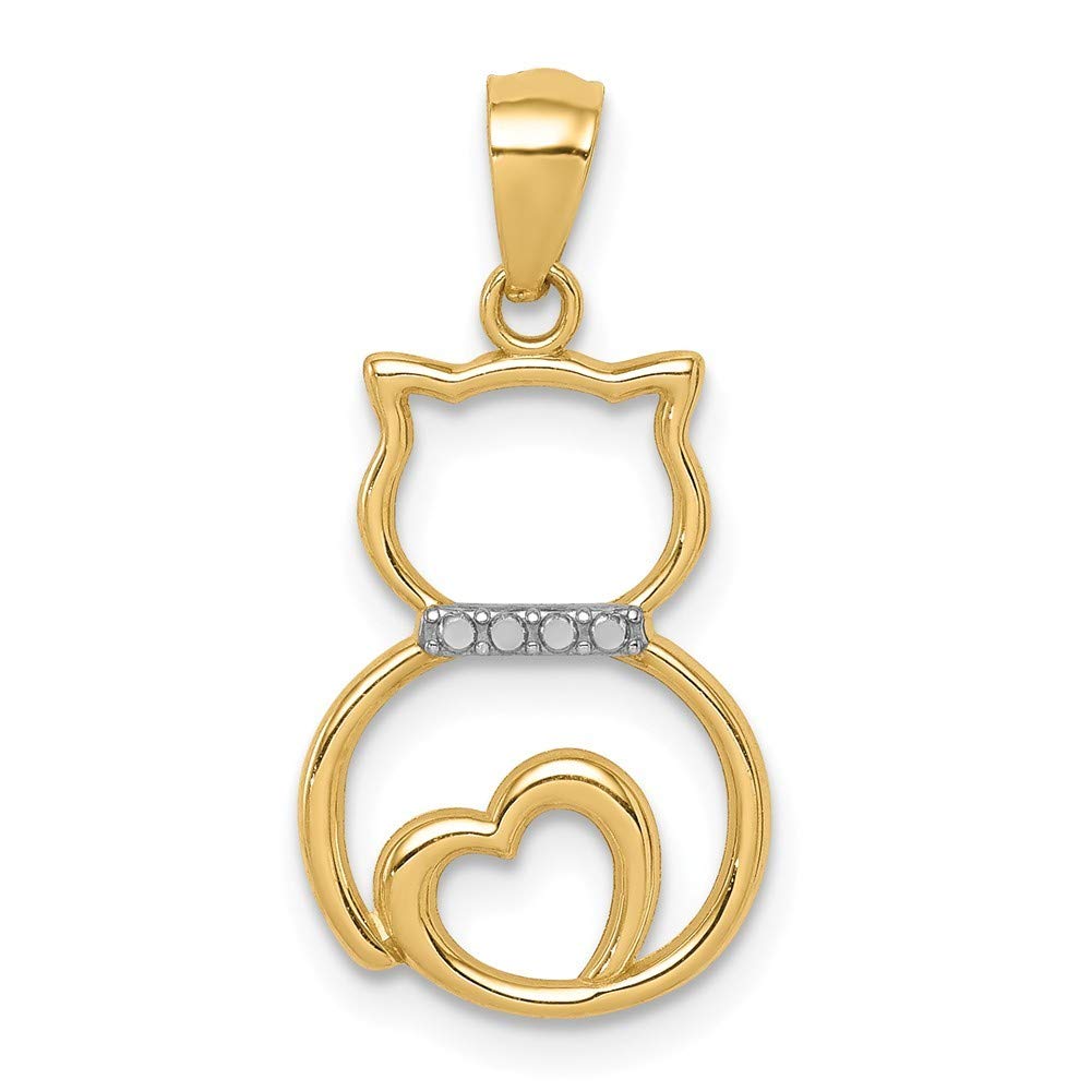 14K White Rhodium Sparkle Cut Sitting Cat Pendant Necklace for Women - Elegant Jewelry Gift for Cat Lovers, Birthday, Anniversary & Everyday Wear