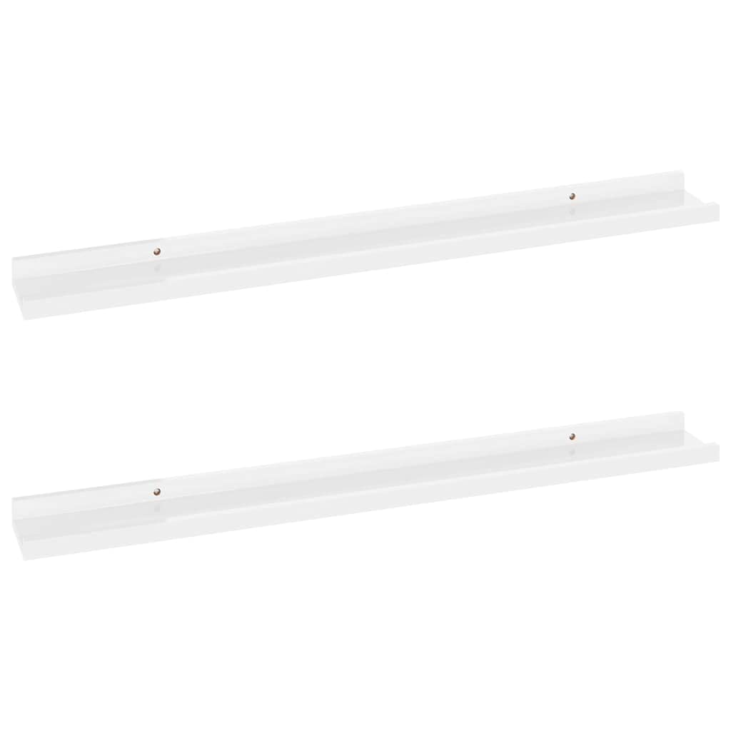 vidaXL 2-Pack High Gloss White Wall Shelves - Modern MDF Floating Shelves for Living Room, Bedroom & Bathroom - Durable Storage & Display Shelves for Books, Decor & Essentials