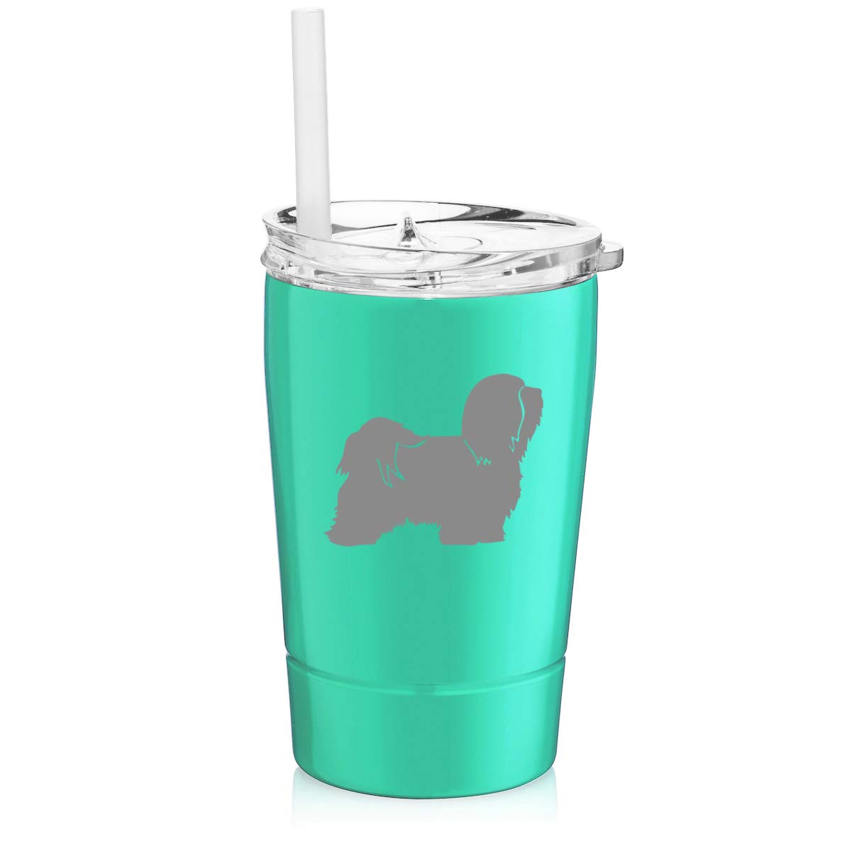 12 oz Stainless Steel Vacuum Insulated Tumbler with Straw - Double Wall Insulated Coffee Travel Mug for Hot & Cold Drinks - Light Blue Havanese - Perfect for Office, Gym, Hiking & Outdoor Activities