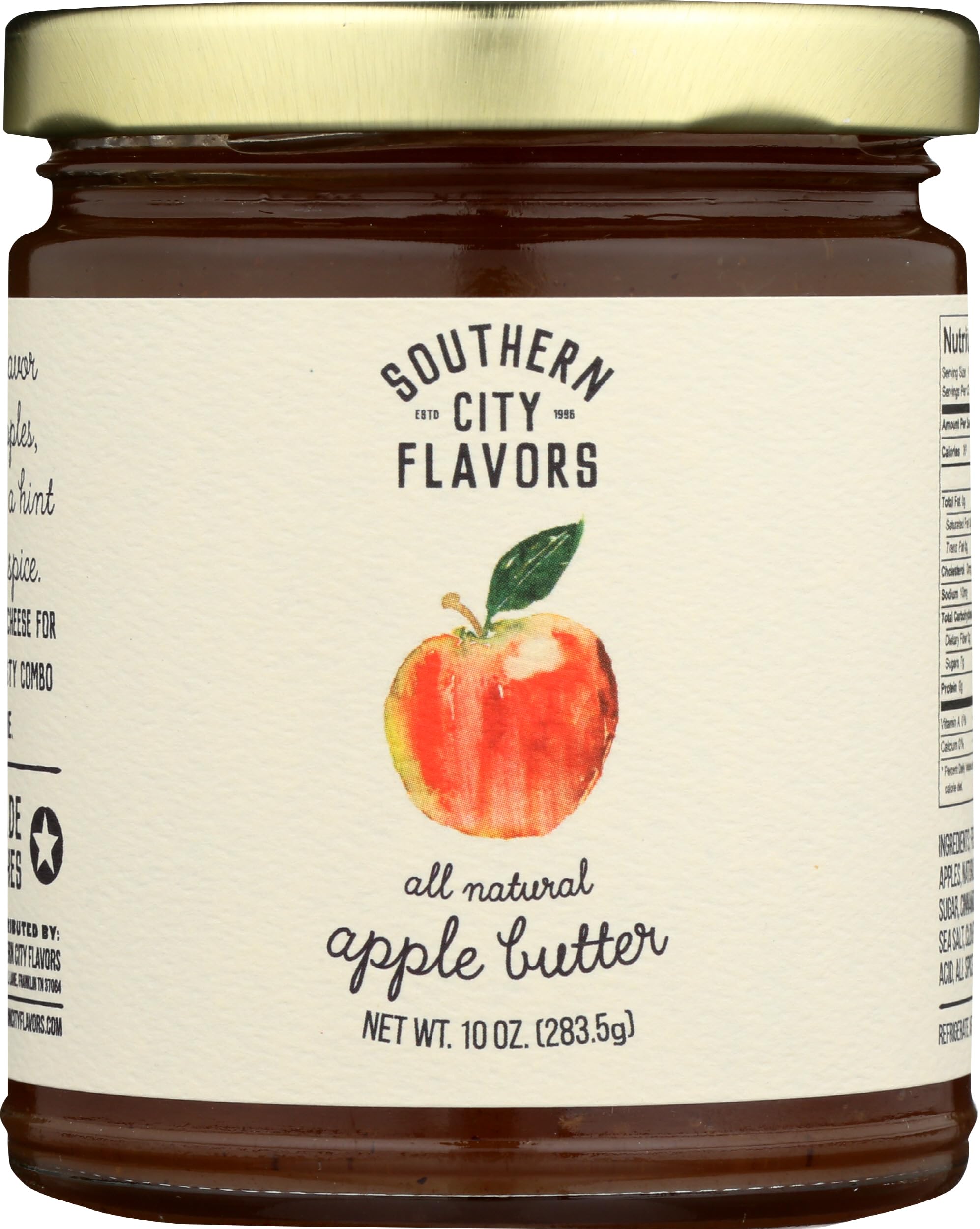 Premium Southern City Flavors Apple Butter - 10 oz Jar, Gluten-Free & All-Natural Spread for Toast, Pancakes & Baking | Perfect for Breakfast, Snacks & Homemade Desserts