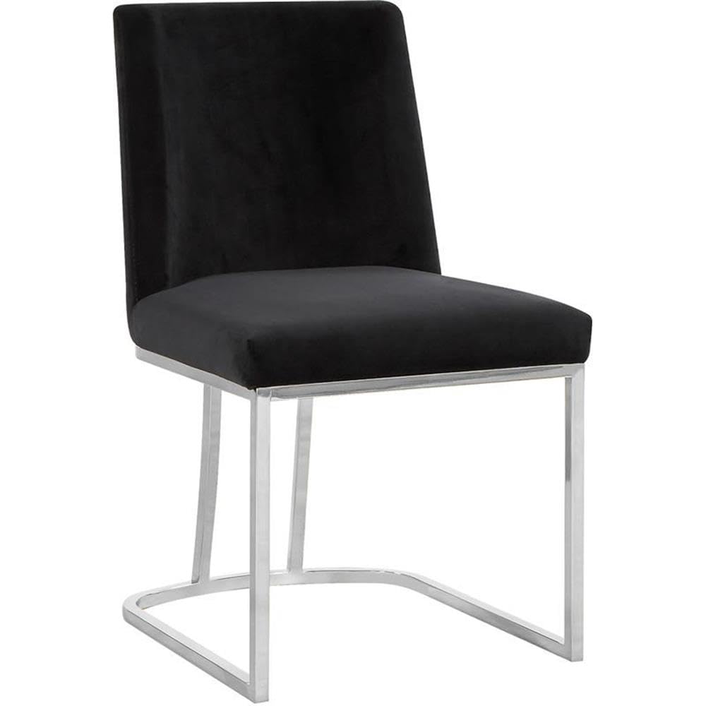 MAKLAINE Modern Black Velvet Dining Chairs (Set of 2) - Elegant Upholstered Side Chairs for Dining Room, Kitchen, or Home Office - Perfect for Small Spaces and Contemporary Decor
