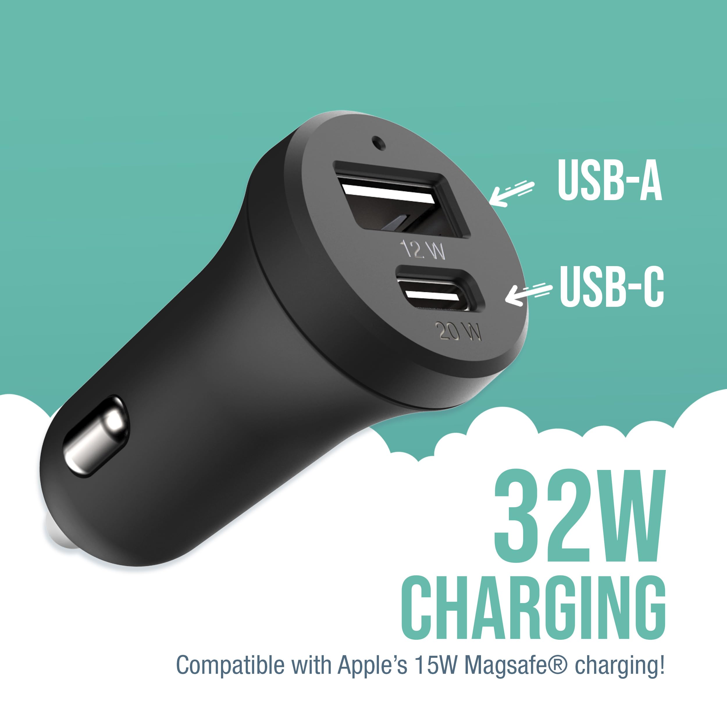 Smartish 2-Port 45W Fast USB Car Charger - 4.8A Quick Charge for iPhone 15/14/13, Samsung Galaxy, Android Phones & All USB Devices - Compact Design for Road Trips & Daily Commute (Black)