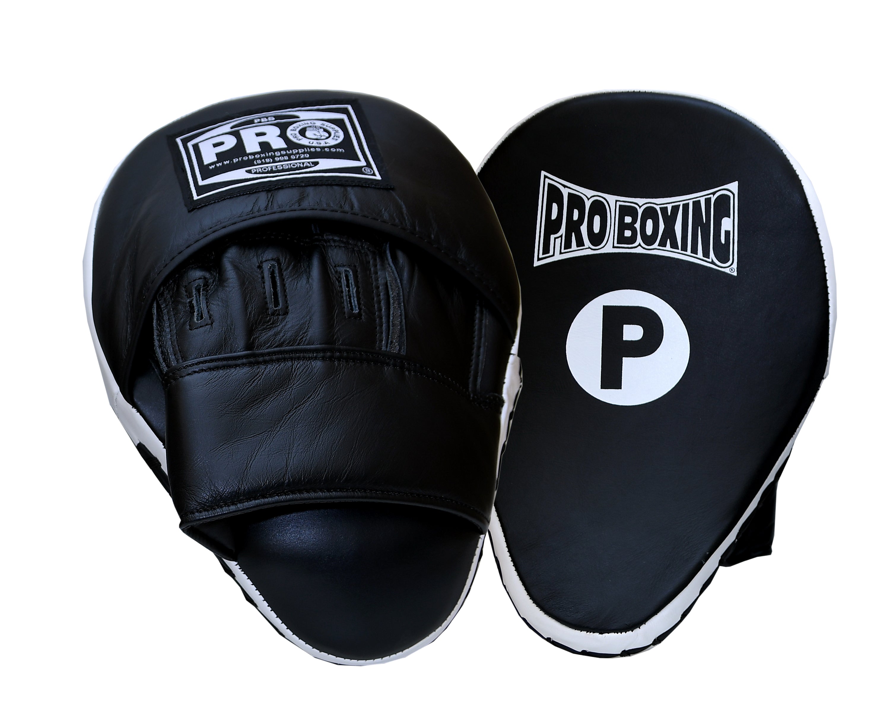 ProBoxing® Professional Focus Curve Mitt - Black/White Trim - Perfect for Boxing Training, MMA, and Fitness Workouts