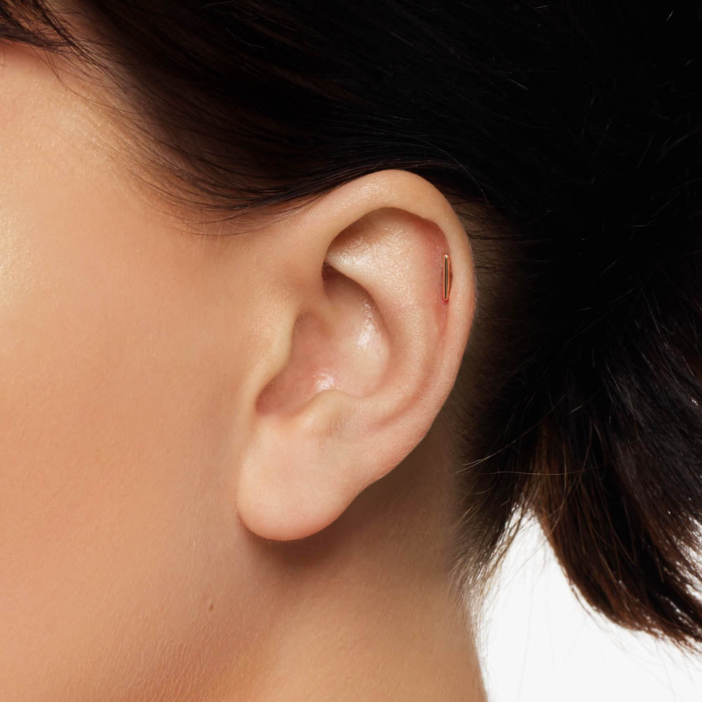 10k Gold Micro Fine Bar Helix Single Stud Earring - Dainty & Minimalist Jewelry for Cartilage Piercing, Everyday Wear & Special Occasions