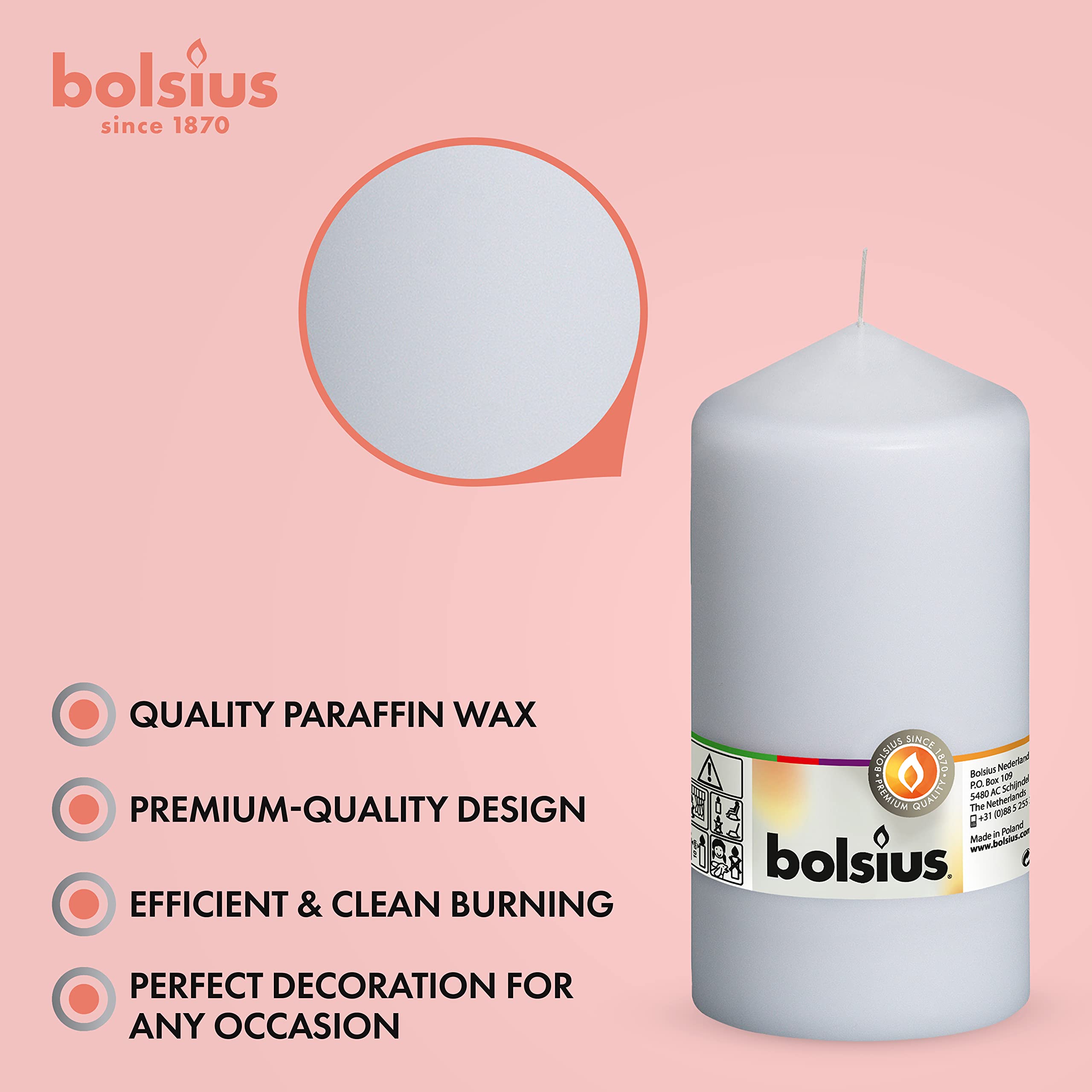 BOLSIUS 4-Pack White Pillar Candles 3x6 Inches - Premium European Quality Unscented Candles - 65+ Hours Long Burn Time, Dripless & Smokeless - Perfect for Wedding Centerpieces, Dinner Parties, Home Decor & Holiday Decorations