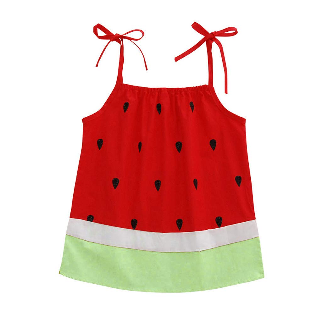 Hawaiian Watermelon Print Toddler Baby Girls Backless Tutu Sundress - Summer Princess Birthday Party Dress for Beach Vacation, Photo Shoot & Special Occasions