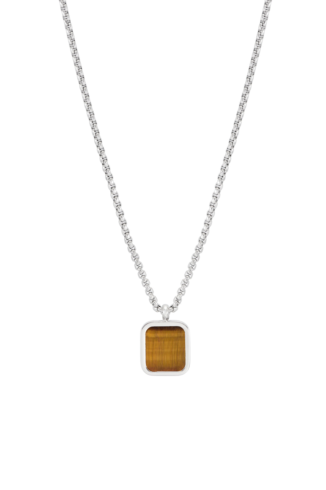 Men's Square Gemstone Pendant Necklace - Sterling Silver or Gold Plated Gemstone Jewelry for Gifts, Wedding & Everyday Wear