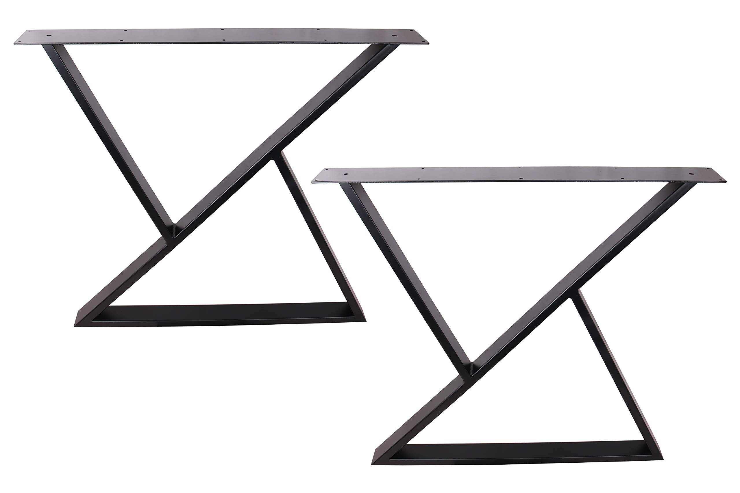 28 Inch Z-Shaped Table Legs - Set of 2 Black Metal Legs for Dining Tables, Office Desks & Computer Workstations | Heavy Duty Industrial Style Furniture Supports for Modern Home & Office Decor