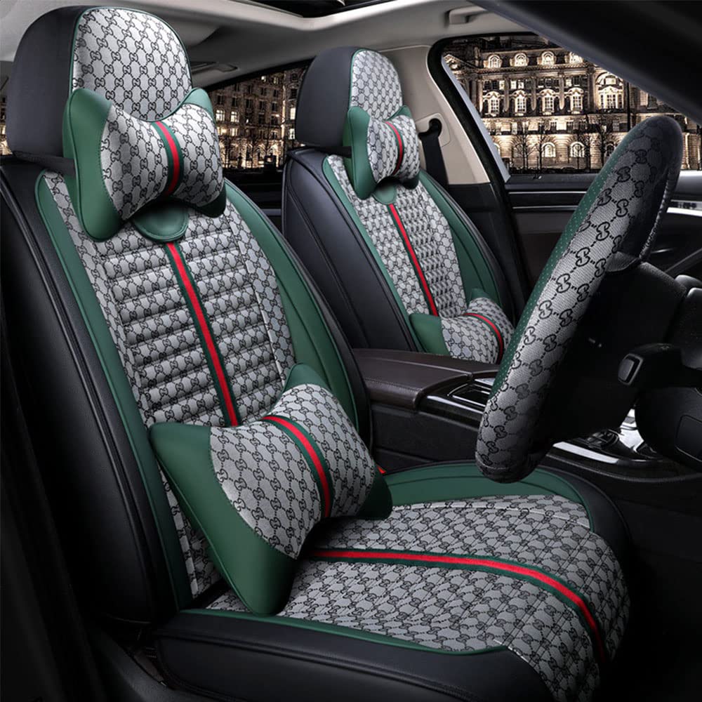 Luxury Universal 5-Seat Car Seat Covers Full Set - All Weather Protection Cushion with Pillow for 97% Vehicle Models (Grey) | Perfect for Daily Commute, Road Trips & Family Travel