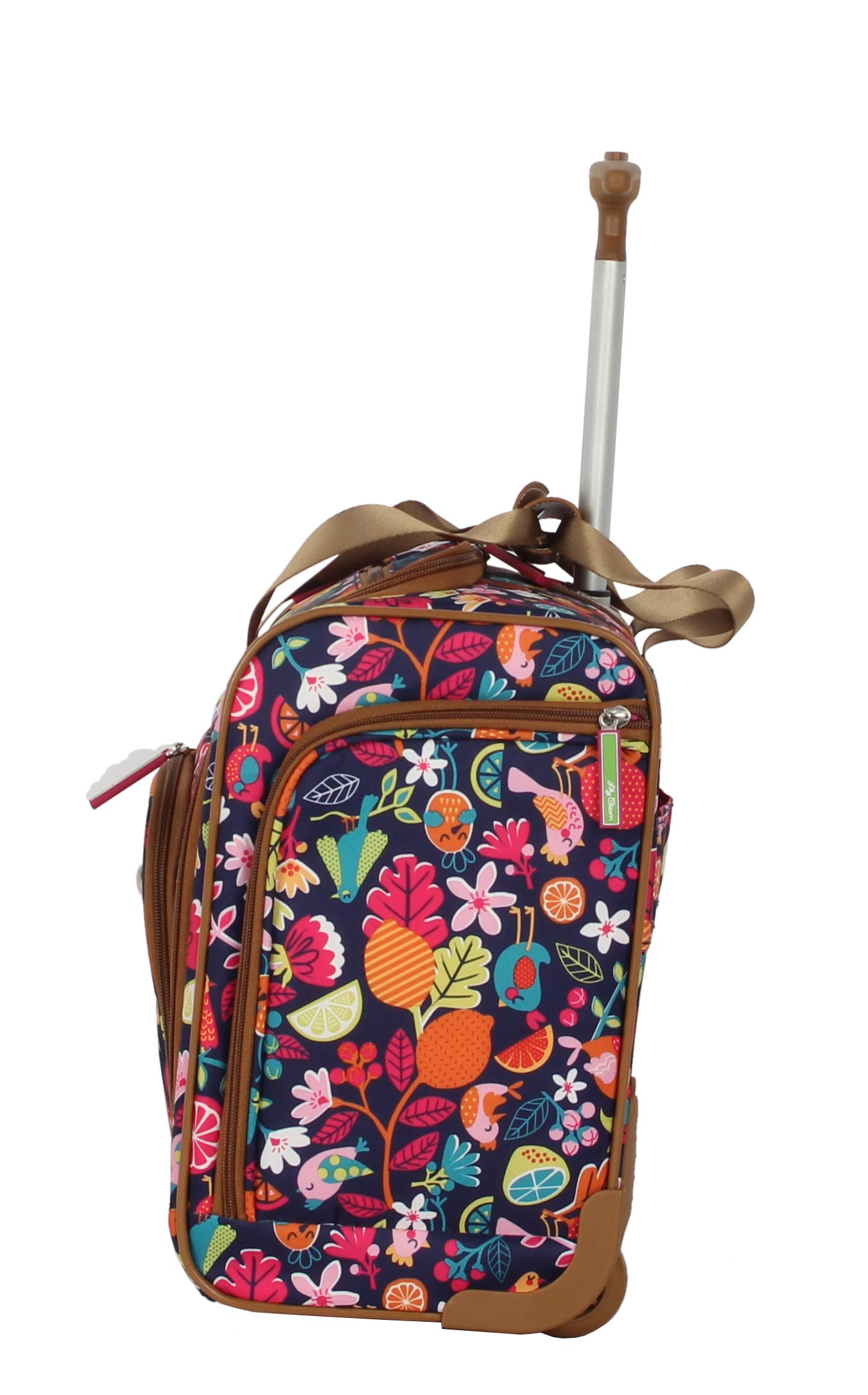 Lily Bloom Designer 15 Inch Carry On Luggage - Lightweight Weekender Overnight Business Travel Suitcase with 2 Roller Wheels - Under Seat Rolling Bag for Women (One Size, Fruit Loops) - Perfect for Airplane Travel, Weekend Getaways & Business Trips