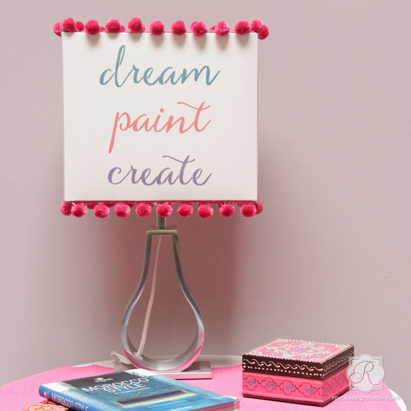 Dream Paint Create Script Stencil - DIY Art & Craft Lettering Template for Scrapbooking, Sign Making & Home Decor