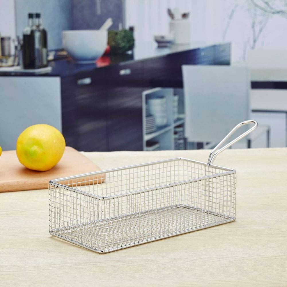 Stainless Steel French Fries Basket - Heavy Duty Deep Fryer Basket for Home Kitchen, Perfect for Frying Chips, Onion Rings & Chicken Wings