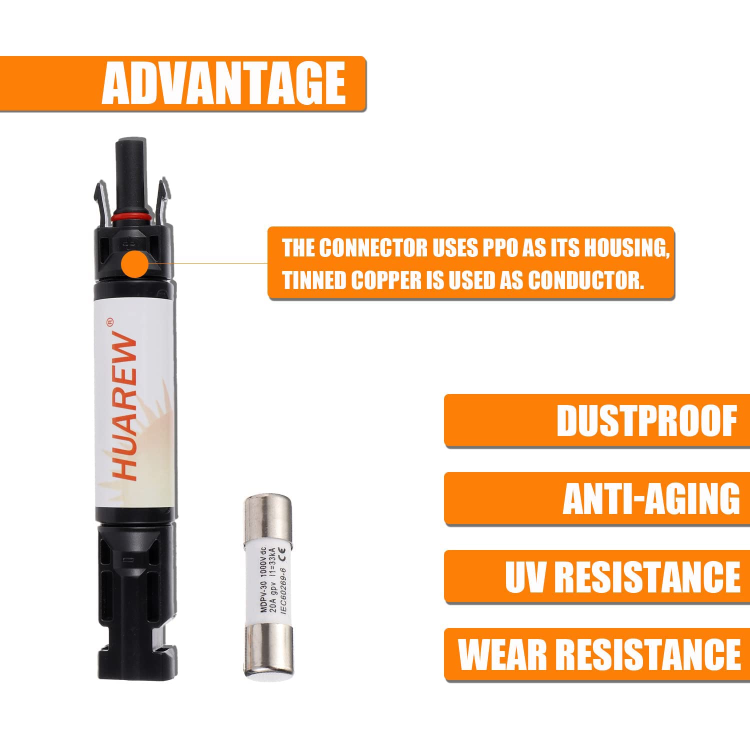 20A Waterproof In-Line Solar Fuse Holder - PV Inline Fuse Holder 20 Amp for Solar Panel & Controller (Black, Includes Fuse) | Perfect for Off-Grid Solar Systems & RV Solar Installations