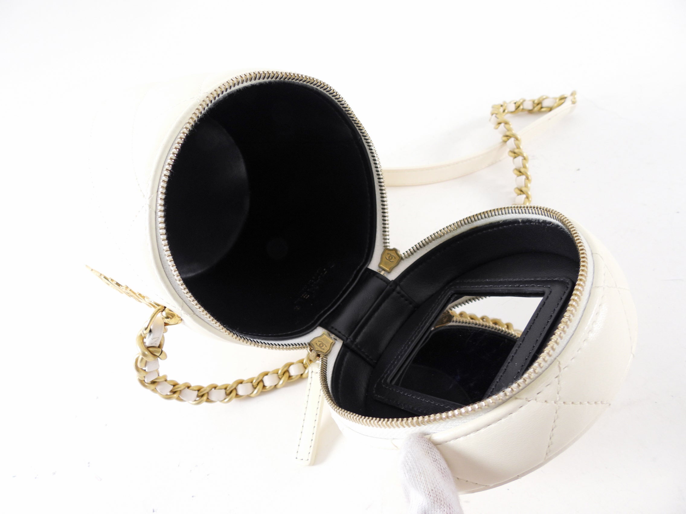 Chanel White Quilted Leather Side Note Vanity Bag - Luxury Crossbody Bag for Women, Perfect for Evening Parties & Date Nights