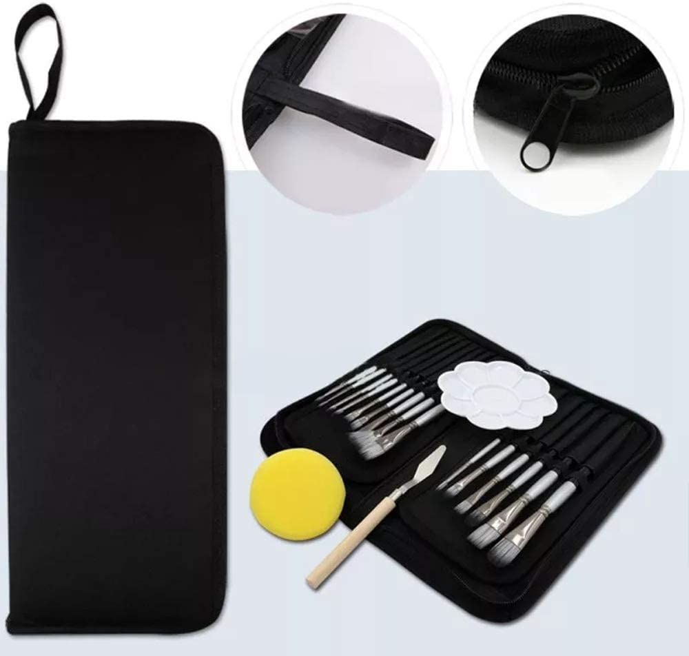 15-Piece Professional Oil Paint Brush Set with Palette & Canvas Bag - Perfect for Watercolor, Acrylic Painting & Art Supplies | Ideal for Artists, Students & DIY Craft Projects