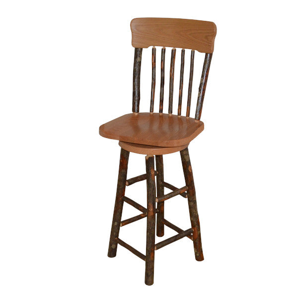 Hickory Wood Panel Back Swivel Bar Chair - Modern Kitchen & Pub Stool for Home & Commercial Use