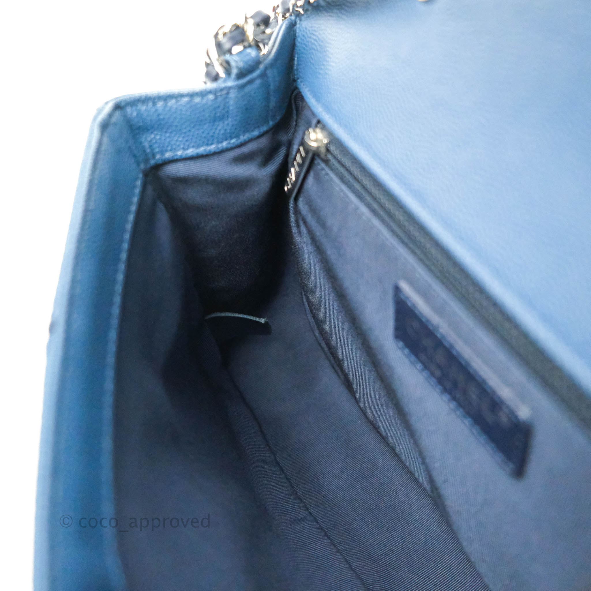 Chanel CC Chevron Flap Bag in Navy Caviar Leather with Silver Hardware - Luxury Shoulder Bag for Women, Perfect for Evening Events & Date Nights