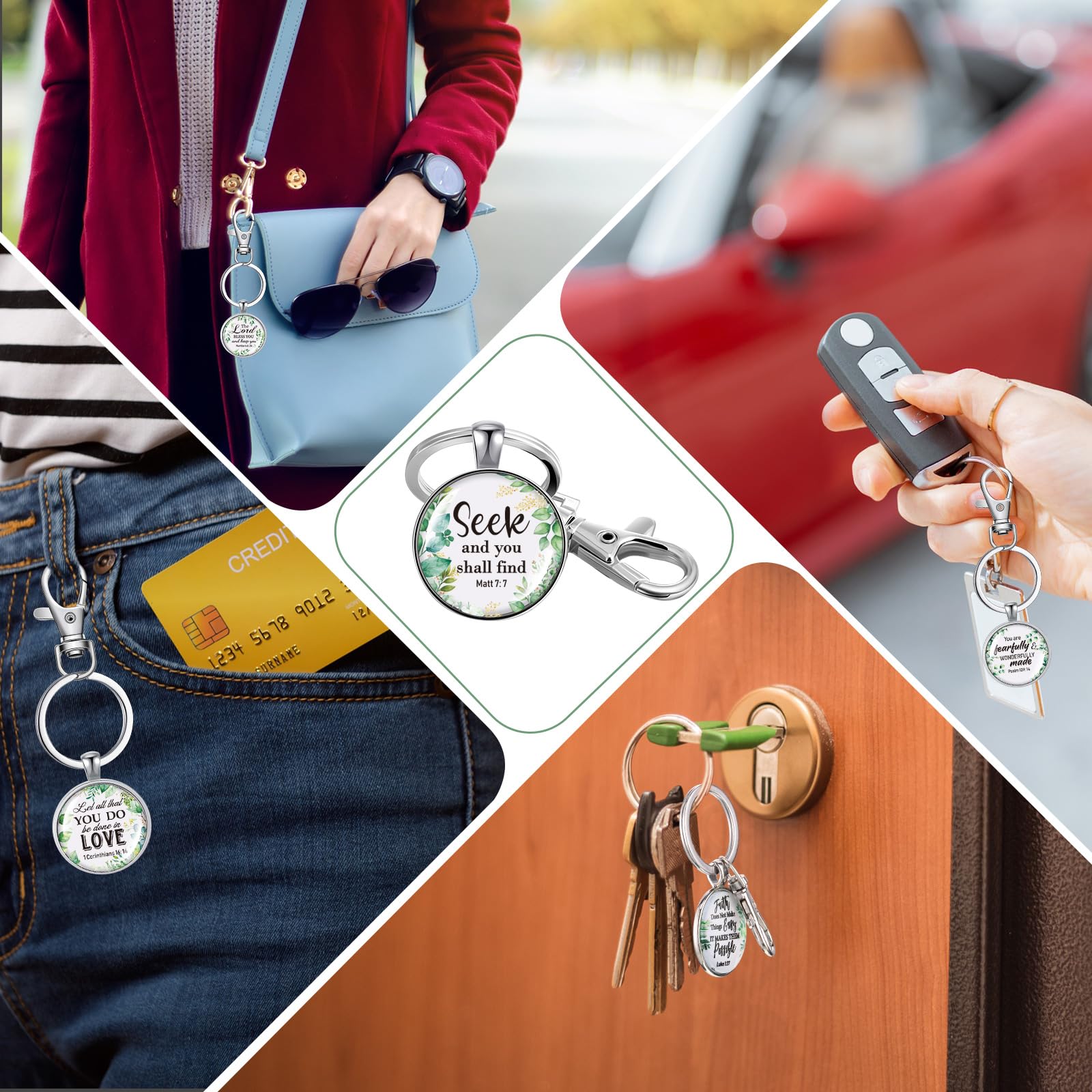 20 Pcs Christian Keychain Bulk - Bible Verse Religious Keychains with Inspirational Scripture Quotes - Perfect Gifts for Easter, Graduation, Prayer Groups & Daily Encouragement for Women and Men