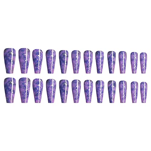 24-Piece Purple Press-On Fake Nails Kit with Nail Glue - Acrylic Nail Tips for Women & Girls - Perfect for Parties, Weddings & Everyday Wear (Purple, One Size)