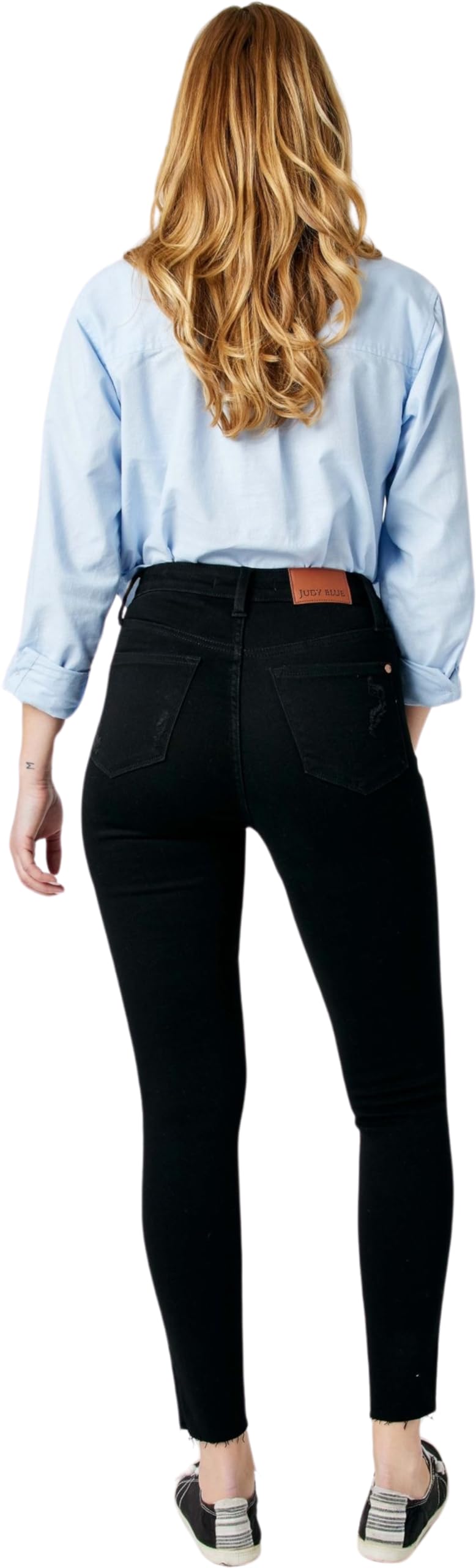 Judy Blue Women's High Rise Heavy Destroy Raw Hem Skinny Jeans - Stretch Denim Pants for Casual Wear, Night Out & Everyday Fashion