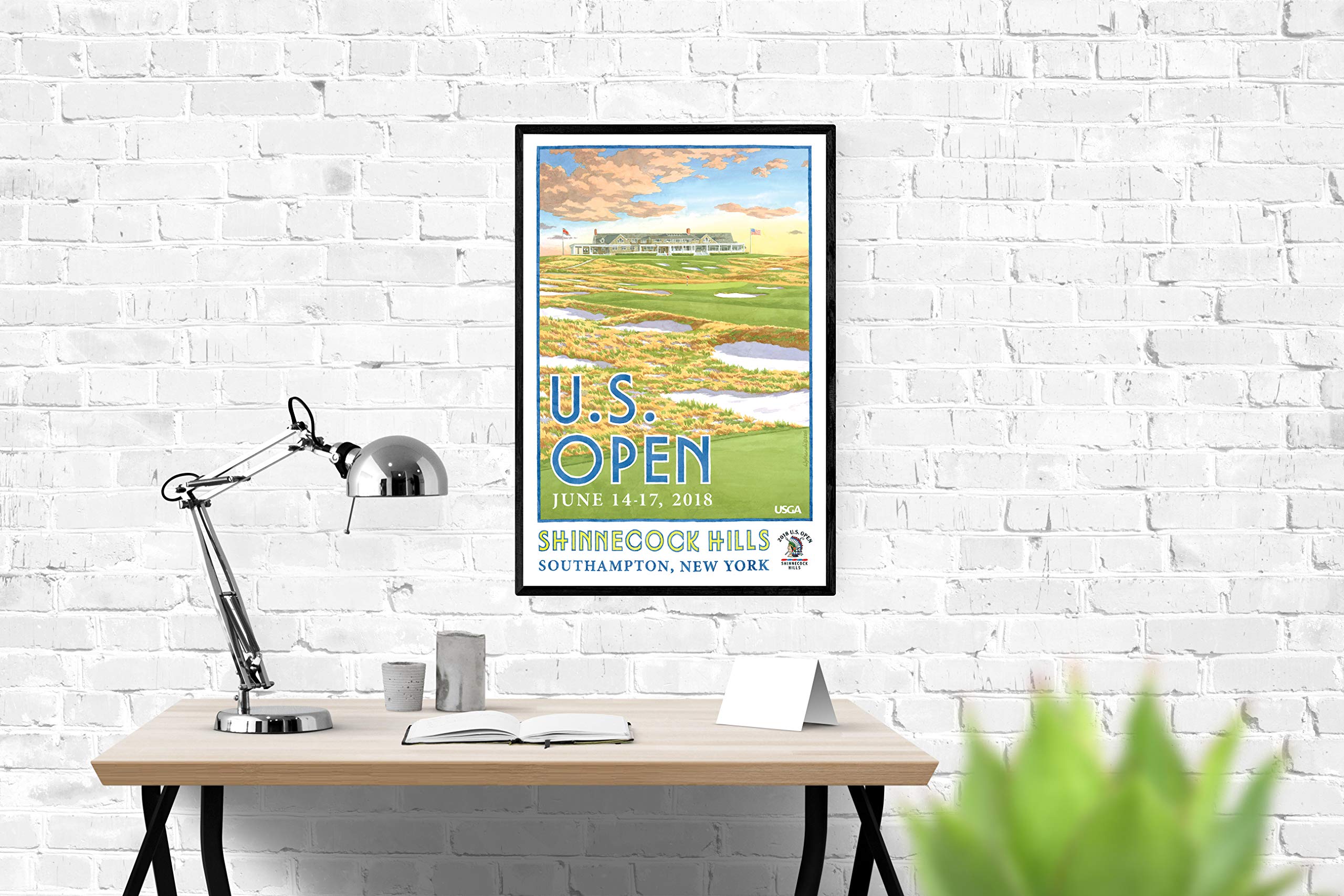 Lee Wybranski Official Golf Art - 2018 U.S. Open Championship at Shinnecock Hills - 20x30 Inch Wrapped Canvas Print - Perfect Golf Gift for Men - Home Office Decor & Man Cave Wall Art
