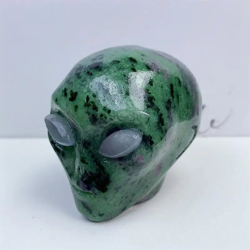 2 Inch Natural Ruby in Zoisite Alien Skull Crystal Carving - Healing Energy Stone for Meditation, Reiki & Spiritual Decor - Unique Christmas Gift & Home Decoration (1PC)
