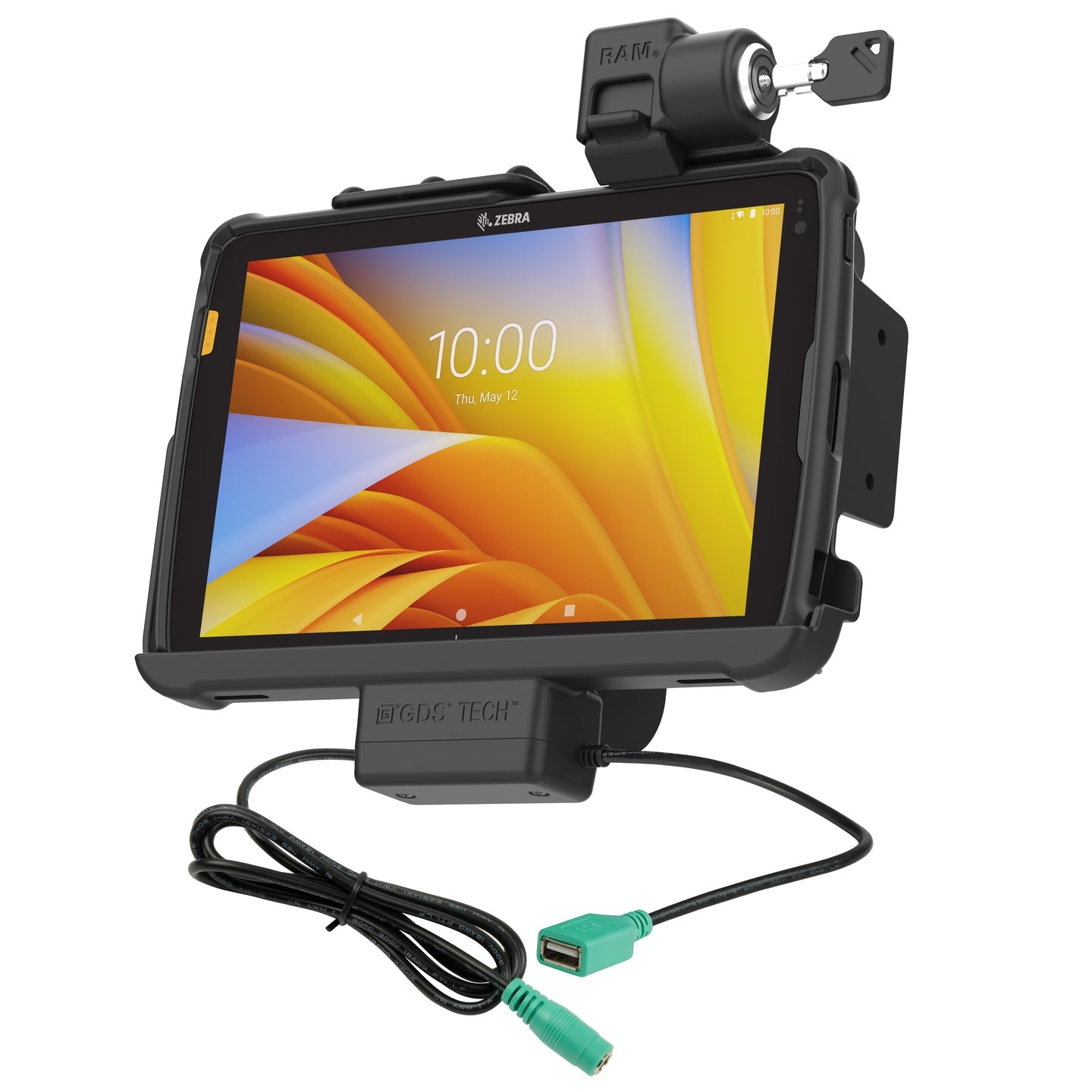RAM® Tough Dock™ Power + Data Locking Dock for Zebra ET4x 10 Tablet (RAM HOL ZE21PDKLU) - Secure Charging Station for Retail, Warehouse & Industrial Use