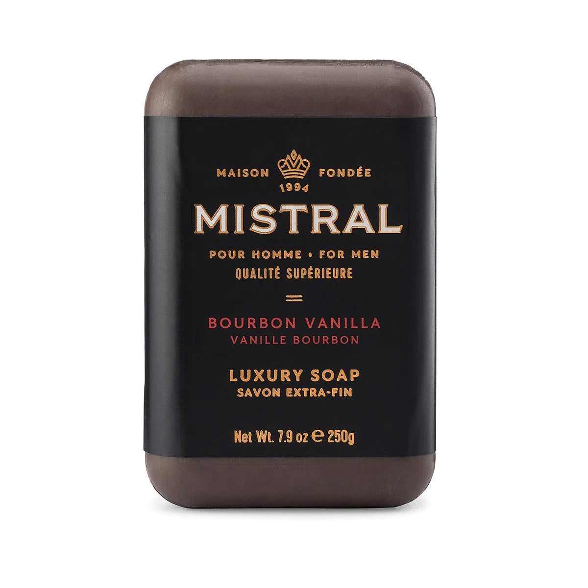 Bourbon Vanilla Mistral Men's Bar Soap - Natural Handmade Soap for Men with Moisturizing Shea Butter - Perfect for Shower, Bath & Gift Sets
