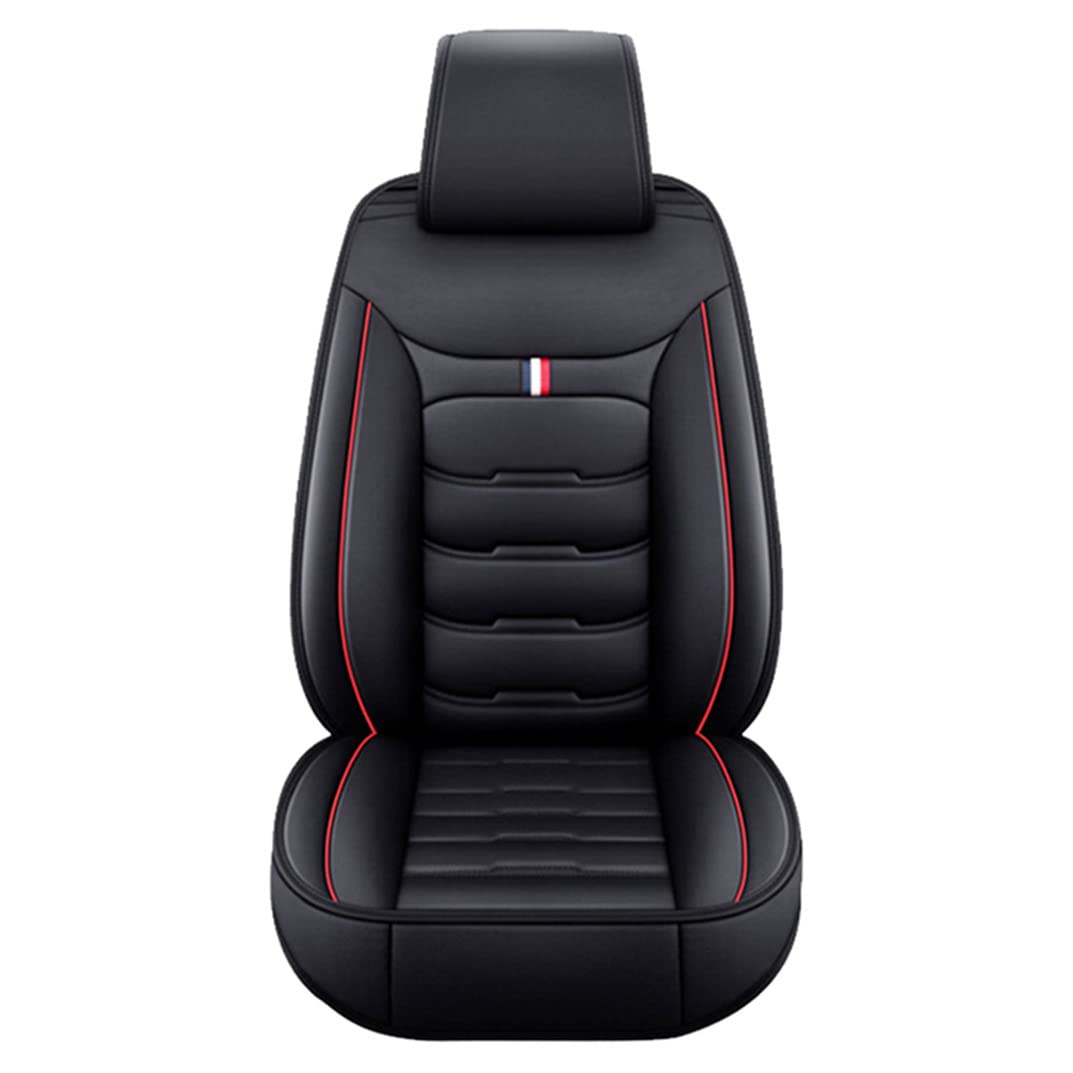 Vonzasi Waterproof Breathable Leather Car Seat Covers Full Set for 2015 Chevrolet Lova RV - 5 Seats, Airbag Compatible (Black/Red) | Durable Protection for Daily Commute, Road Trips & Family Travel
