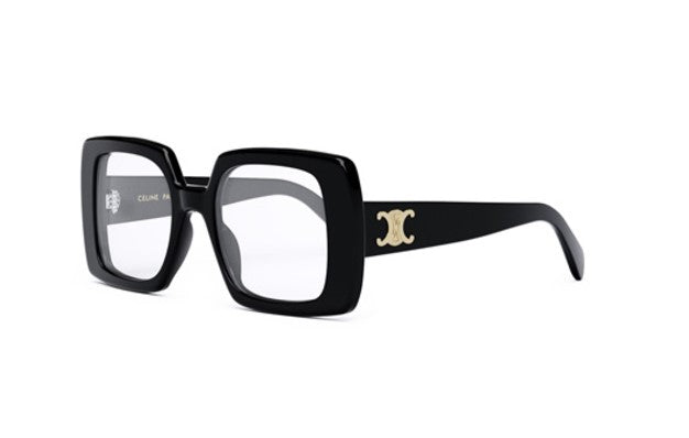 Celine TRIOMPHE CL50121I 001 Shiny Black Oversized Square Women's Eyeglasses - Stylish Designer Glasses for Women, Fashionable Square Frame for Everyday Wear & Special Occasions