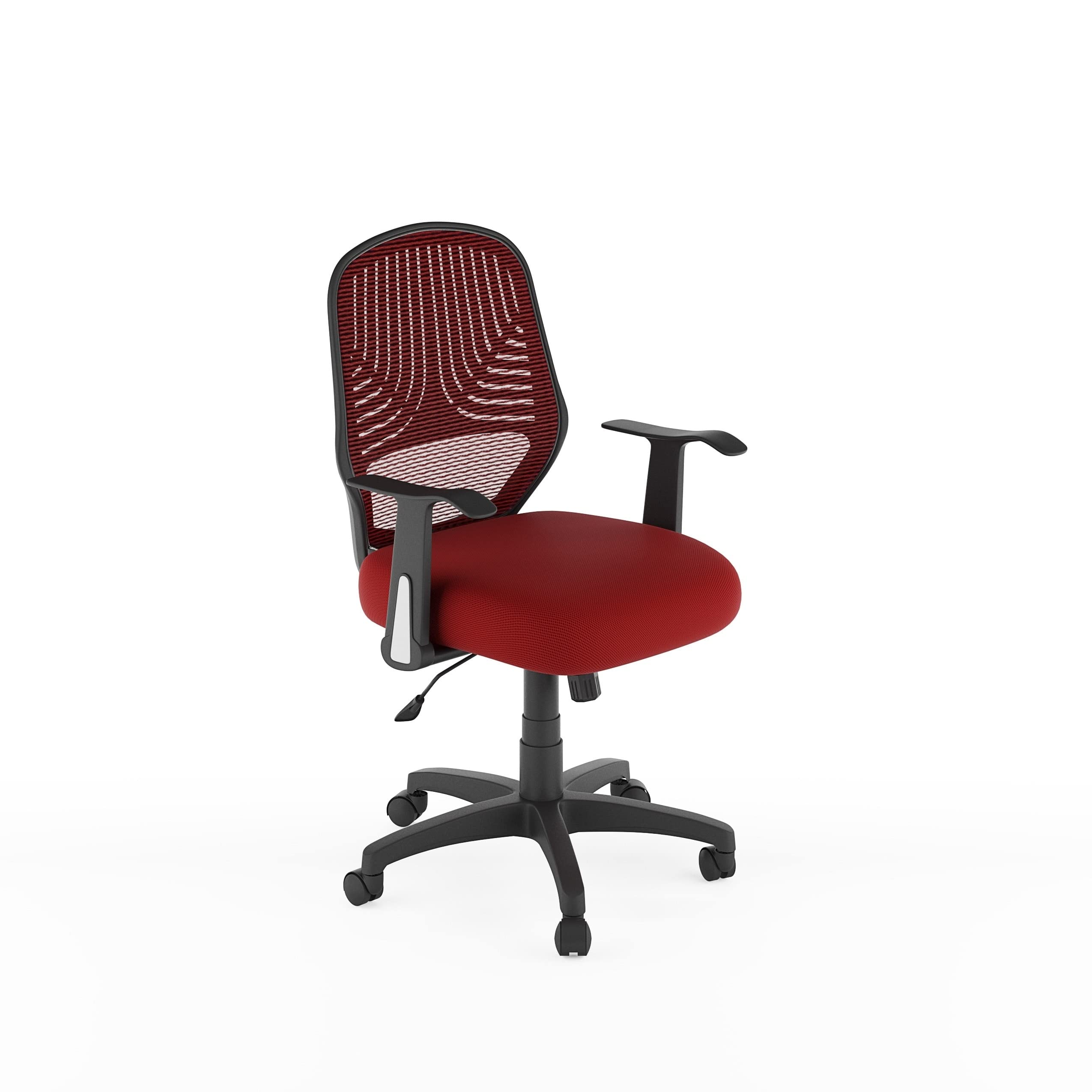 Ergonomic CorLiving Workspace Office Chair - Adjustable Height Red Mesh Back Support for Home & Business Use - Perfect for Long Hours Sitting at Computer Desk