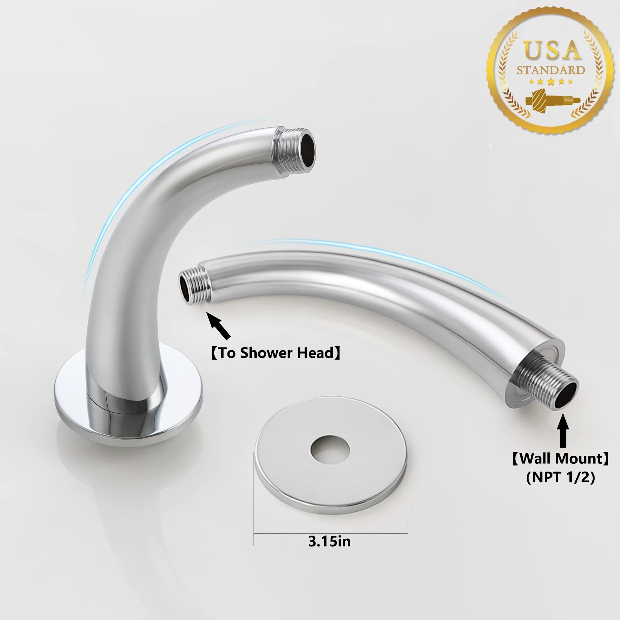 SKOWLL 8 Inch Industrial Shower Head System - Wall Mount Rain Shower Faucet Set with 3 Knobs & 2-Function Valve Kit, Polished Chrome - Perfect for Modern Bathroom & Spa-Like Shower Experience