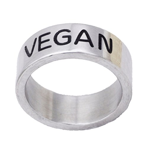 LKXHarleya Vegan Ring - Ethical Jewelry for Vegetarians & Vegans - Symbol of Compassion - Perfect Gift for Plant-Based Lifestyles (Ideal for Daily Wear, Special Occasions & Animal Rights Events)