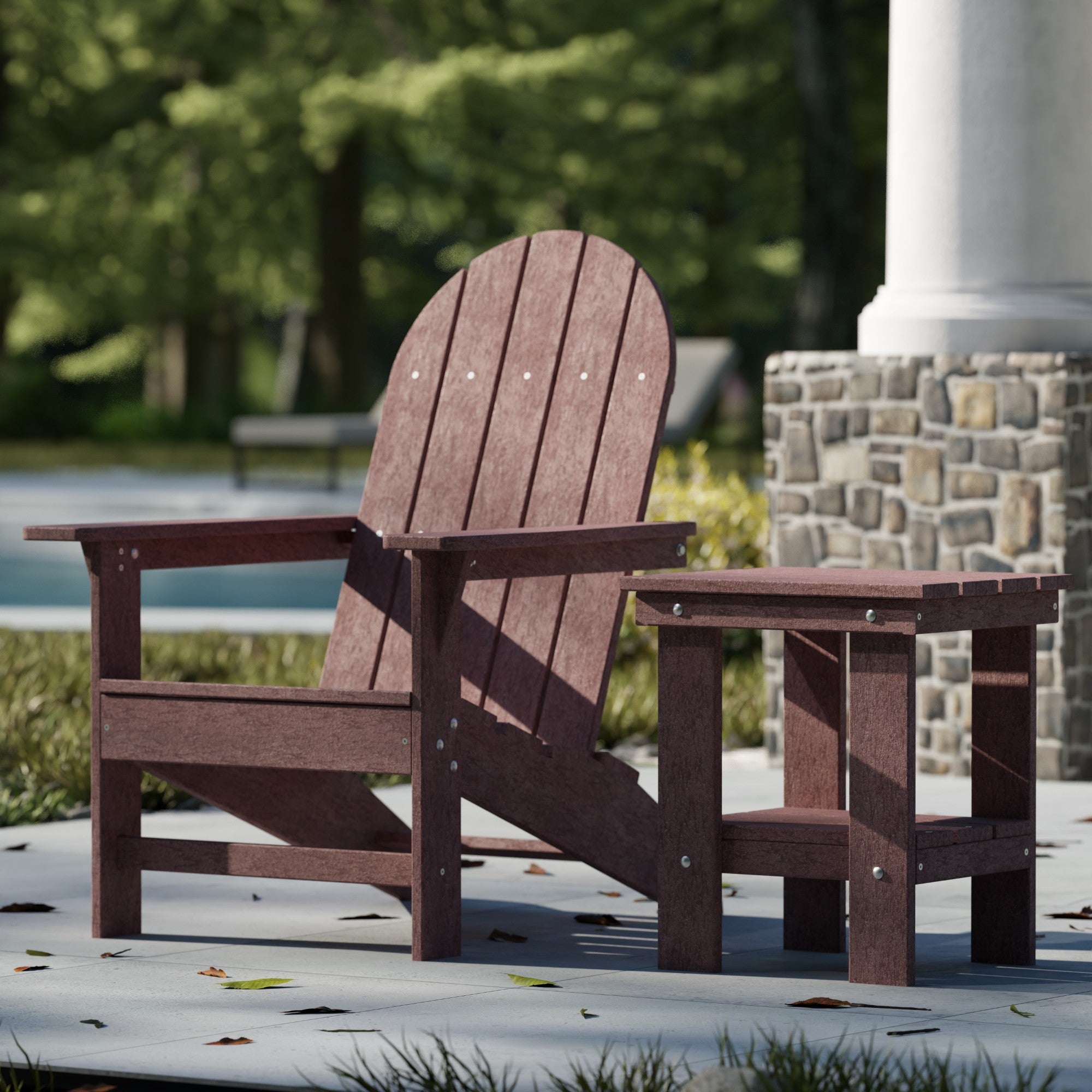 Freedom Modern Adirondack Chair & Side Table Set - Durable Outdoor Patio Furniture for Garden, Poolside, Deck, and Backyard Relaxation