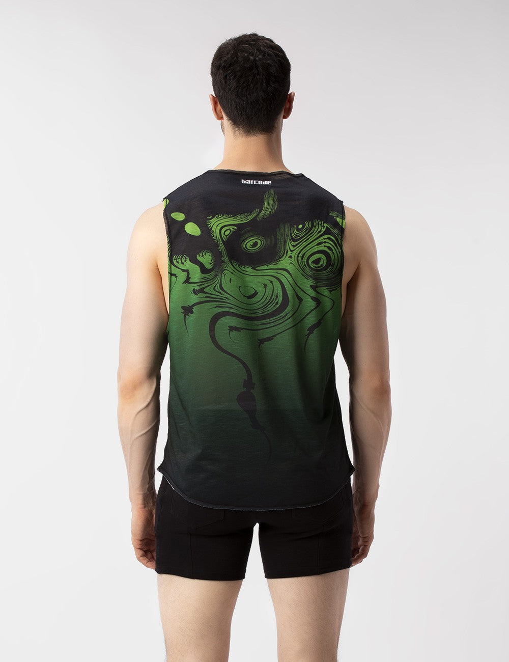 Barcode Berlin Keta Muscle Tank Top for Men - Green & Black Slim Fit Workout Shirt - Gym, Running, Yoga & Casual Wear