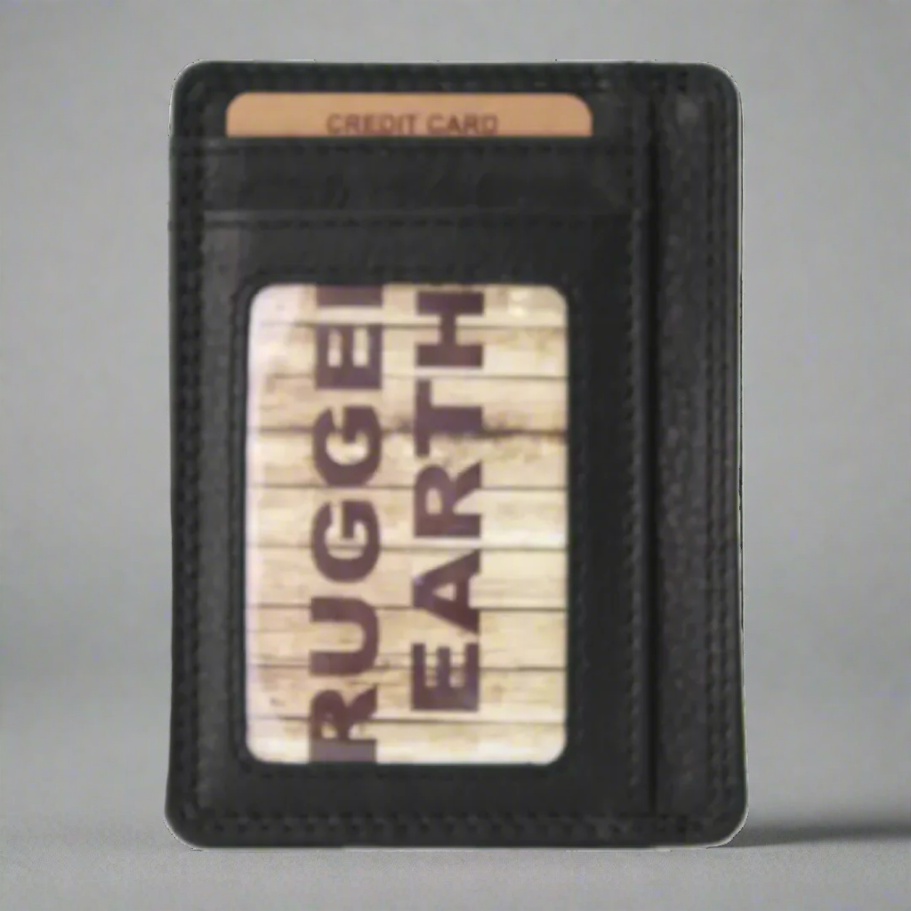 Rugged Earth Men's Slim Wallet - RFID Blocking Minimalist Front Pocket Wallet for Travel & Everyday Carry | Durable Leather & Lightweight Design