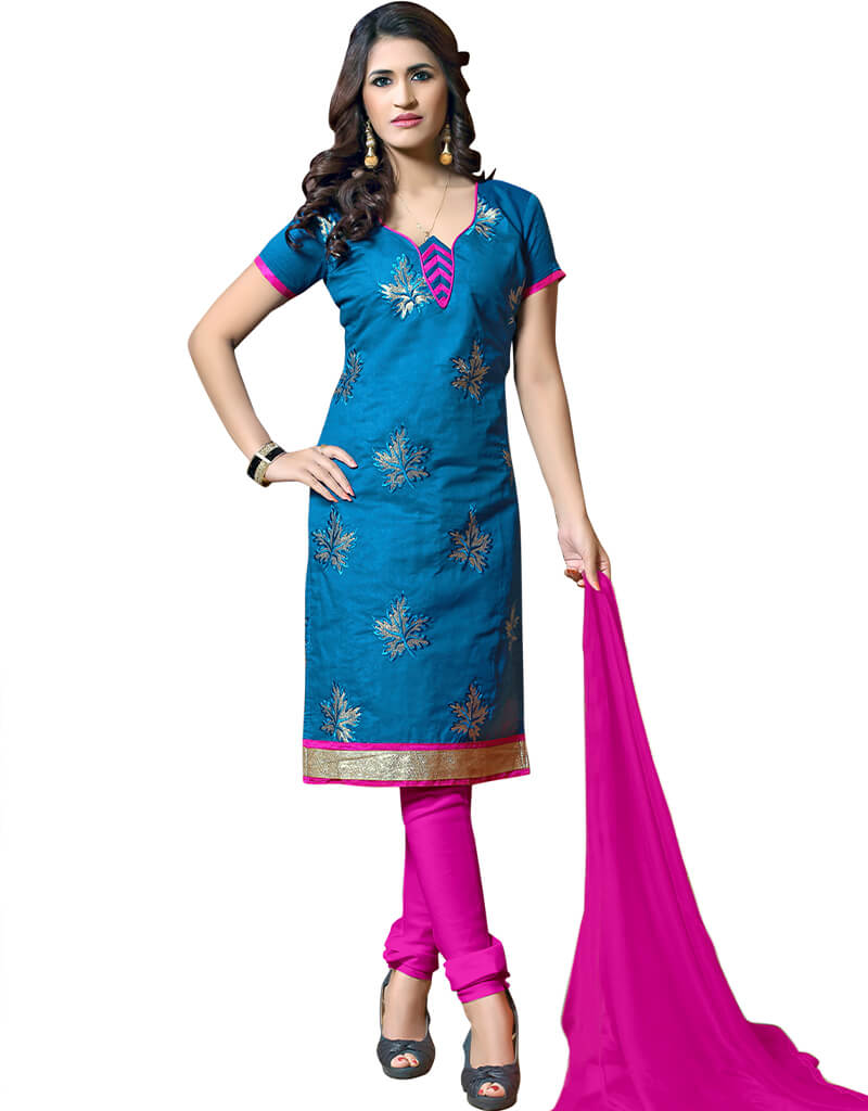Blue Cotton Chudidar Salwar Suits for Women | Traditional Indian Ethnic Wear | Perfect for Weddings, Festivals & Special Occasions