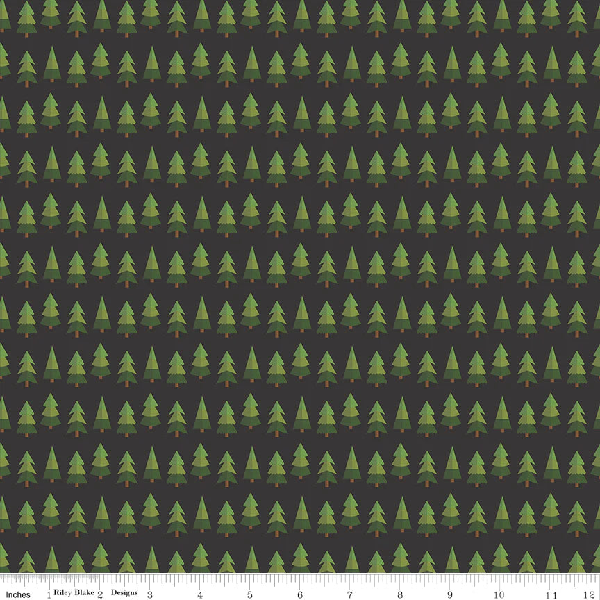 Riley Blake Designs Holly Holiday C10883 Fabric - Charcoal Trees Print for Quilting, Home Decor & DIY Crafts
