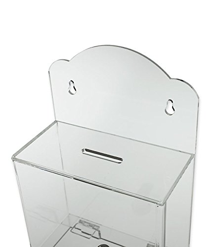 SOURCEONE.ORG Deluxe Clear Acrylic Donation Box - Ticket Collection Box with Lock - Countertop or Wall Mount for Church, Charity Events & Retail Stores