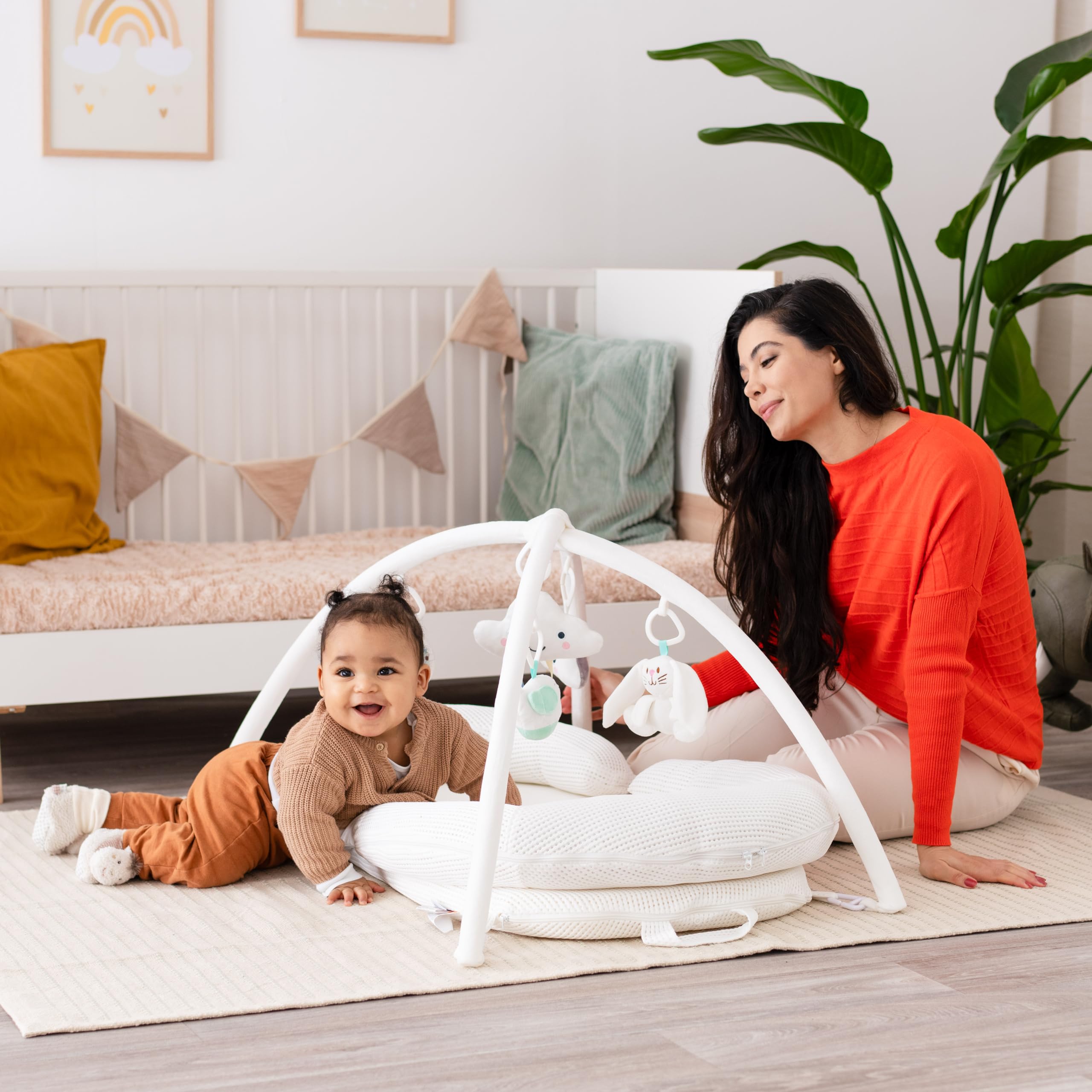 4-in-1 Baby Lounger & Tummy Time Play Mat with Sit-Up Chair - Newborn Essentials for Playtime, Napping & Learning - Perfect Baby Shower Gift & Registry Must-Have