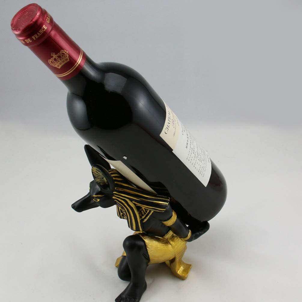 ULTNICE 2-Piece Anubis Resin Wine Rack Set - Decorative Wine Stand Holder for Kitchen, Bar & Dining Room Storage - Unique Egyptian God Wine Bottle Display for Home Decor