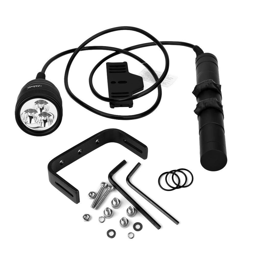 DF06 3000LM Professional Scuba Diving Flashlight - 3 LED Underwater Torch with 1.2M Cable for Cave & Deep Diving up to 492ft/150M (Batteries Not Included) | Perfect for Night Diving, Wreck Exploration & Technical Diving Adventures
