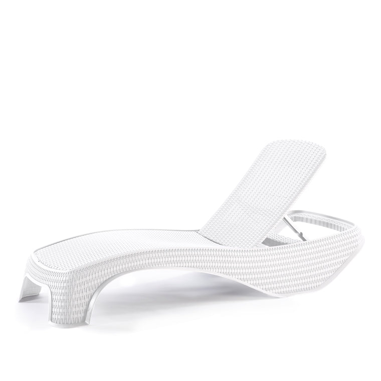 Atlantic Sun Lounger - White Outdoor Chaise Lounge for Poolside, Beach & Patio Relaxation | Comfortable Waterproof Sunbathing Chair with Adjustable Backrest