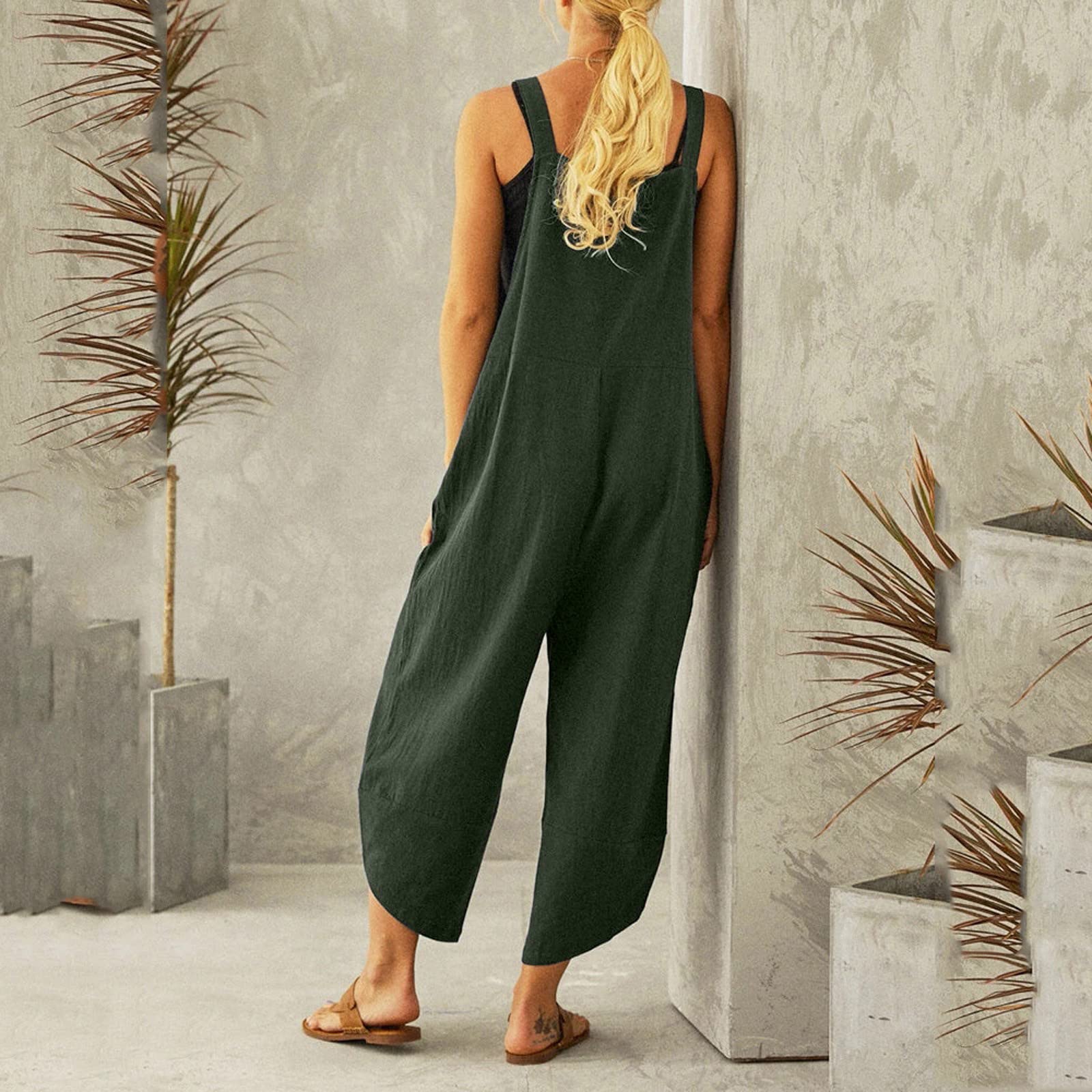 Women's Oversized Jumpsuit - Casual Solid Color Romper with Long Sleeves, Adjustable Straps & Pockets | Perfect for Everyday Wear, Street Fashion & Relaxing Outfits