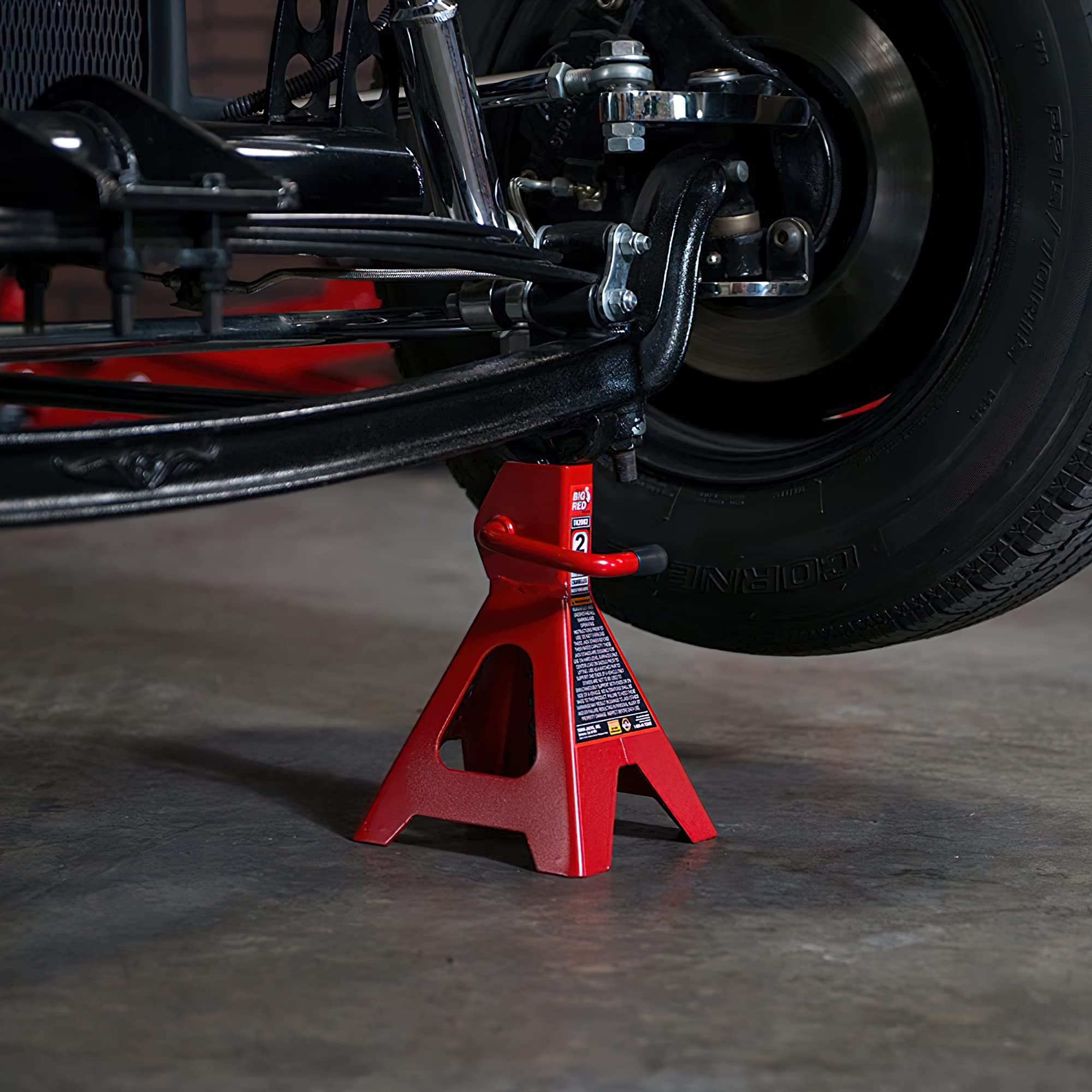 Torin T42202 2 Ton (4,000 lb) Capacity Steel Jack Stands - Heavy Duty Red Car Jack Stands for Vehicle Support, Auto Repair & Maintenance - 1 Pair