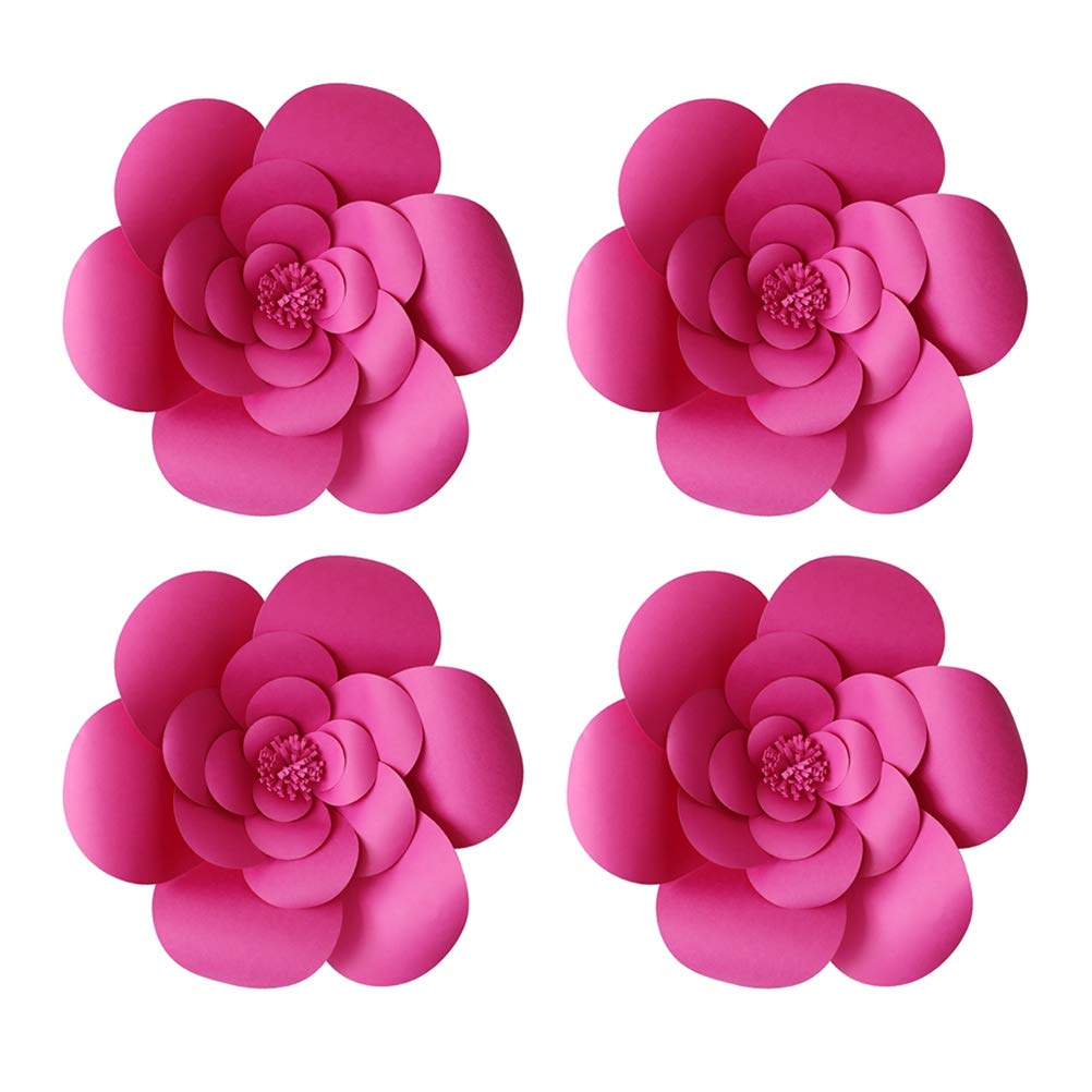 Amosfun 3D Artificial Red Rose Paper Flower Wall Decor - 20cm Realistic Floral Arrangement for Wedding, Party, Home & Event Decoration